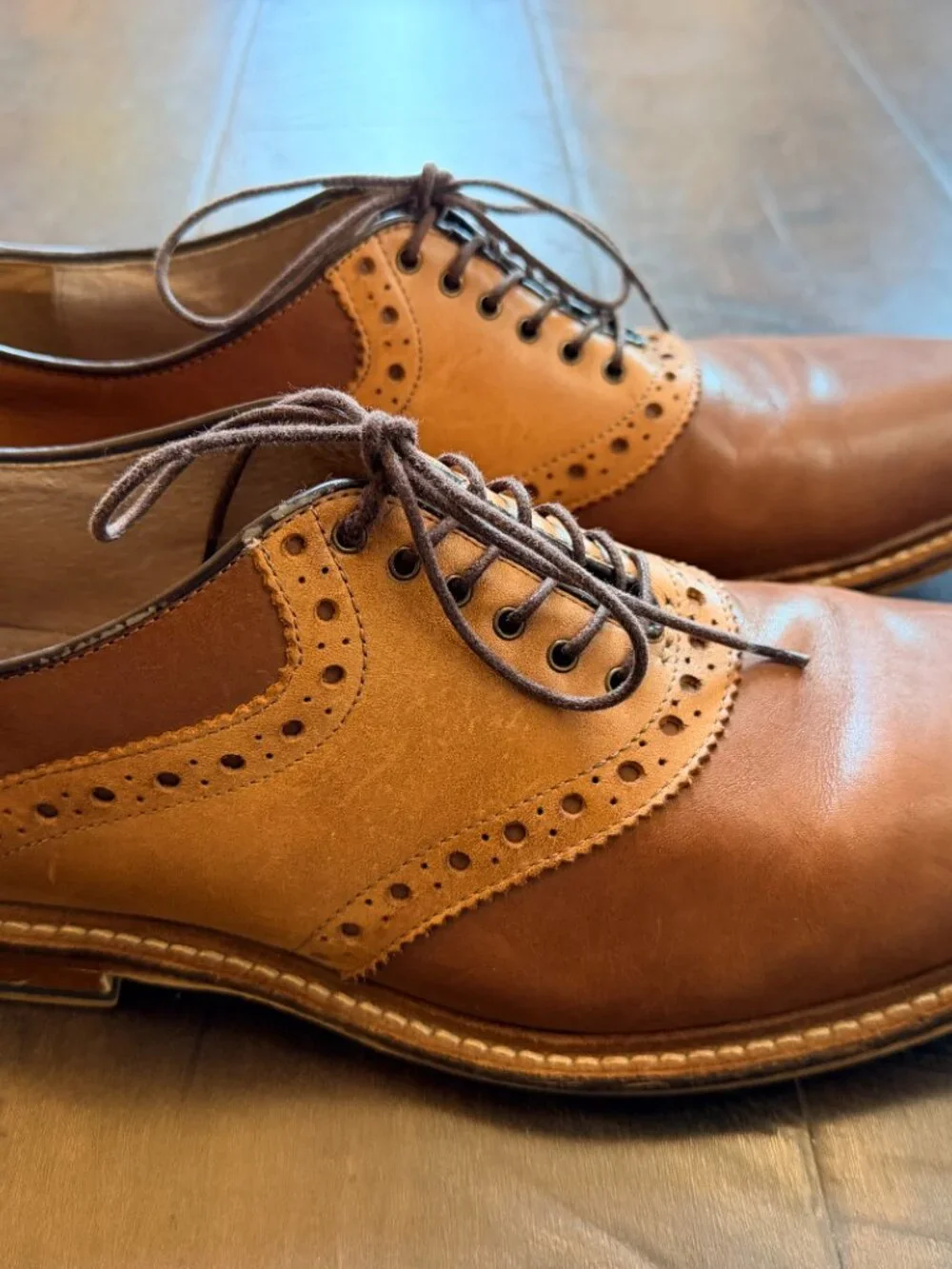 Aston Grey Collection Wingtip Oxford Brown Leather Dress Shoes Men’s 10